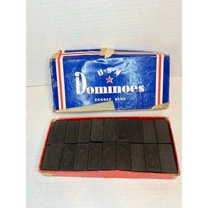 Vintage Wooden Magna Double Nine Dominoes Made in USA Set of 56